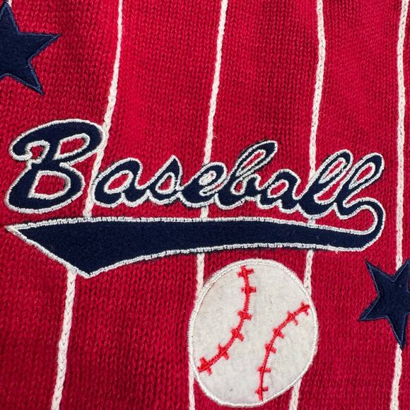 VTG BaseBall Stars Knitted Sweater Vest Small Cotton PBJ Sport Fun Red White Y2K - Picture 7 of 9